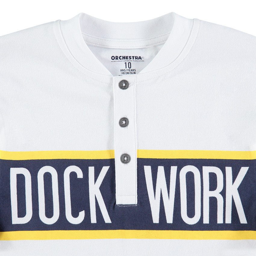 Junior - Polo manches longues avec large bande contrastée 