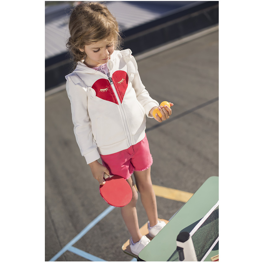 Gilet en molleton à capuche avec volants et motif fantaisie 