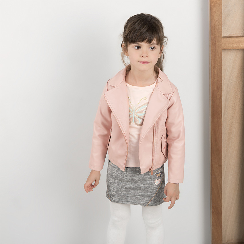 Perfecto effet cuir doublé satin avec papillon en sequins 