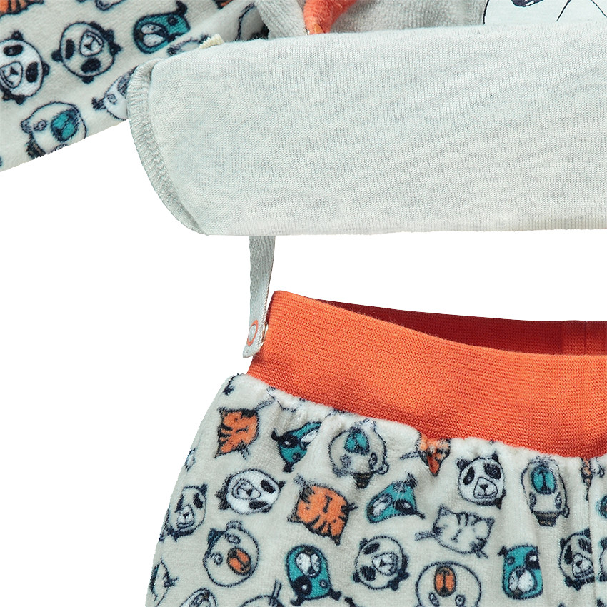 Pyjama en velours imprimé animaux all-over avec pieds fermés 