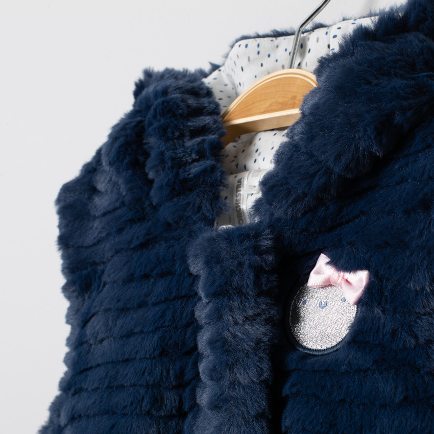 Gilet sans manches à capuche en sherpa badge lune 