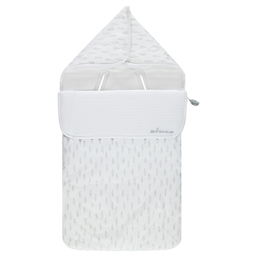 Nid d'ange en popeline doublé jersey avec imprimé plumes 