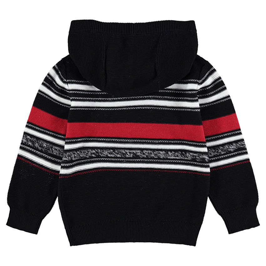 Pull à capuche en tricot avec rayures contrastées 
