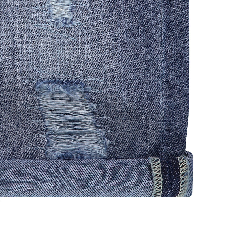 Bermuda en jeans effet used avec bretelles amovibles 