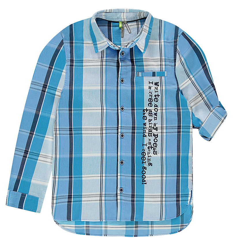 Junior - Chemise manches longues à carreaux et texte printé 