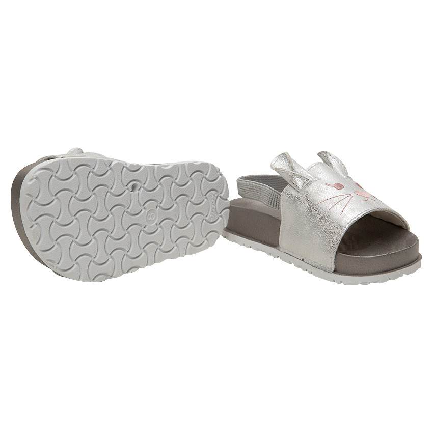 Nu-pieds forme mule avec détails brodés souris et lanière élastiquée 