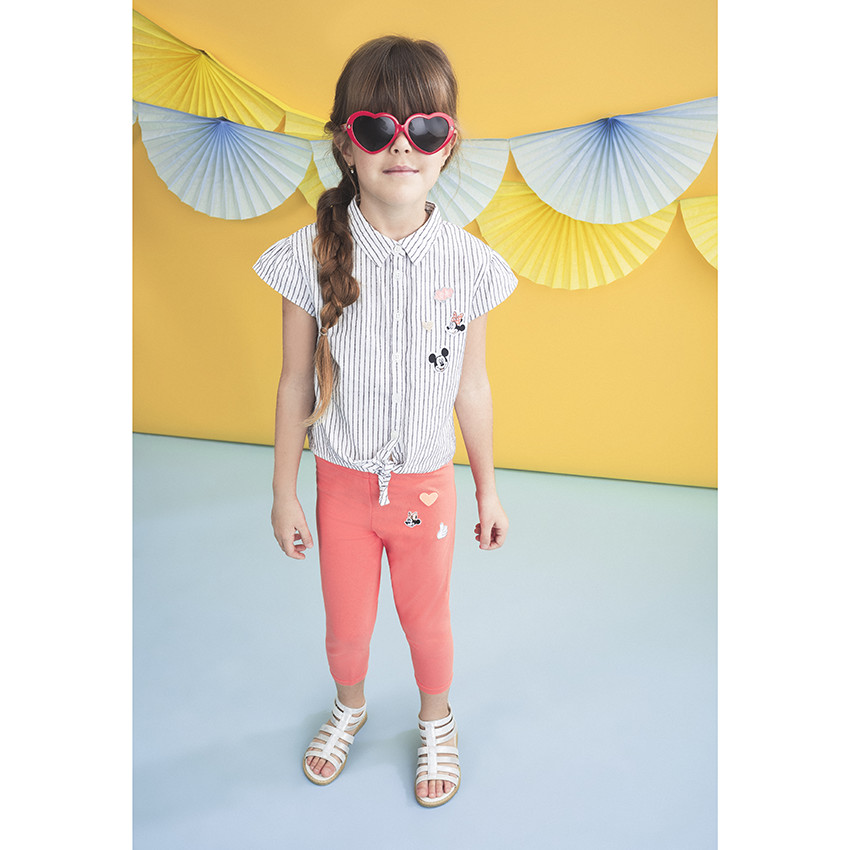 Chemise manches courtes à rayures et patchs Mickey Minnie Disney 