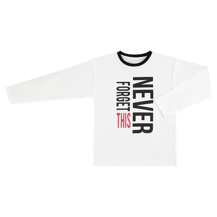 Junior - Tee-shirt manches longues blanc avec texte printé 