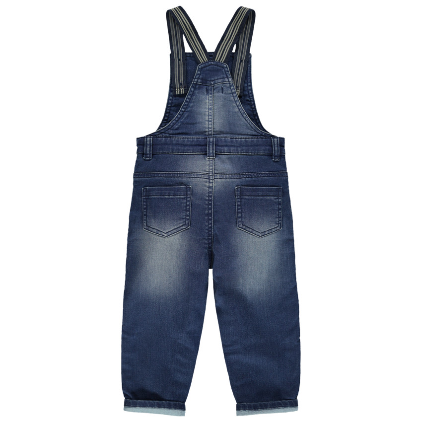 Salopette longue en molleton effet jean used 