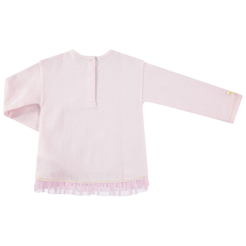 Sweat en molleton avec inscriptions brodées et bas du sweat en tulle 