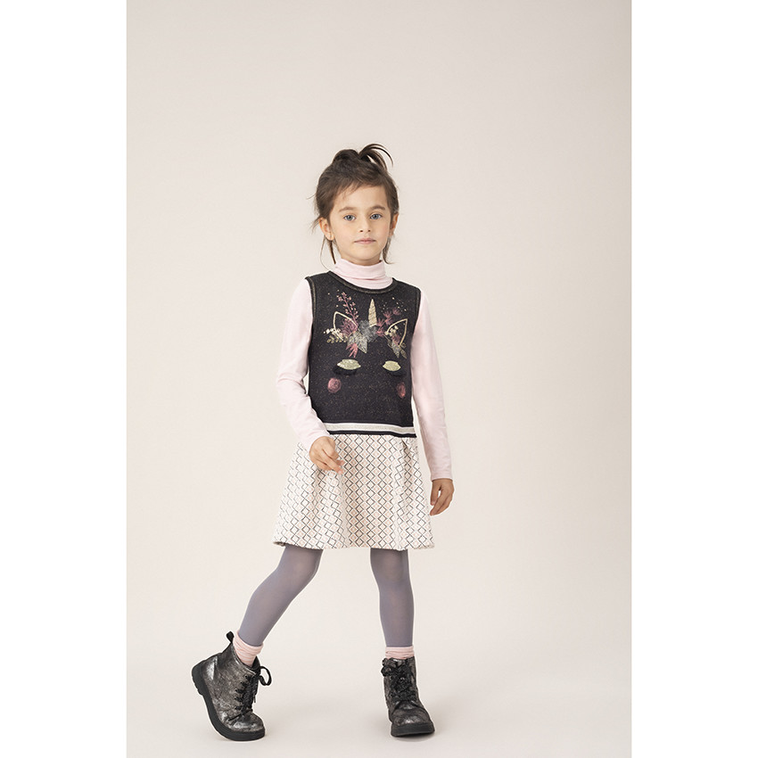 Sous-pull uni à col roulé avec inscription printée sur la manche gauche 