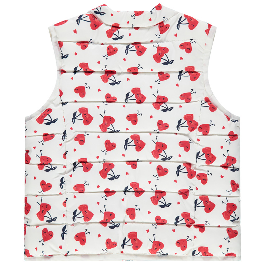 Doudoune sans manches à coeurs all-over doublée sherpa fine 