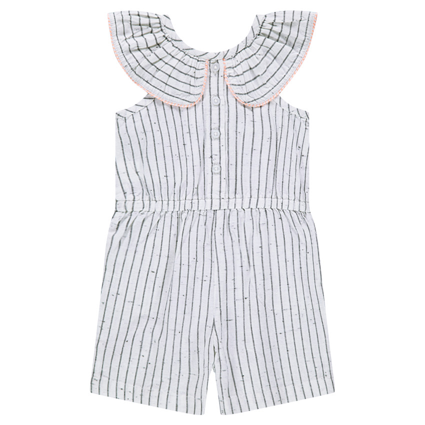 Combishort à rayures effet neps avec col volanté 