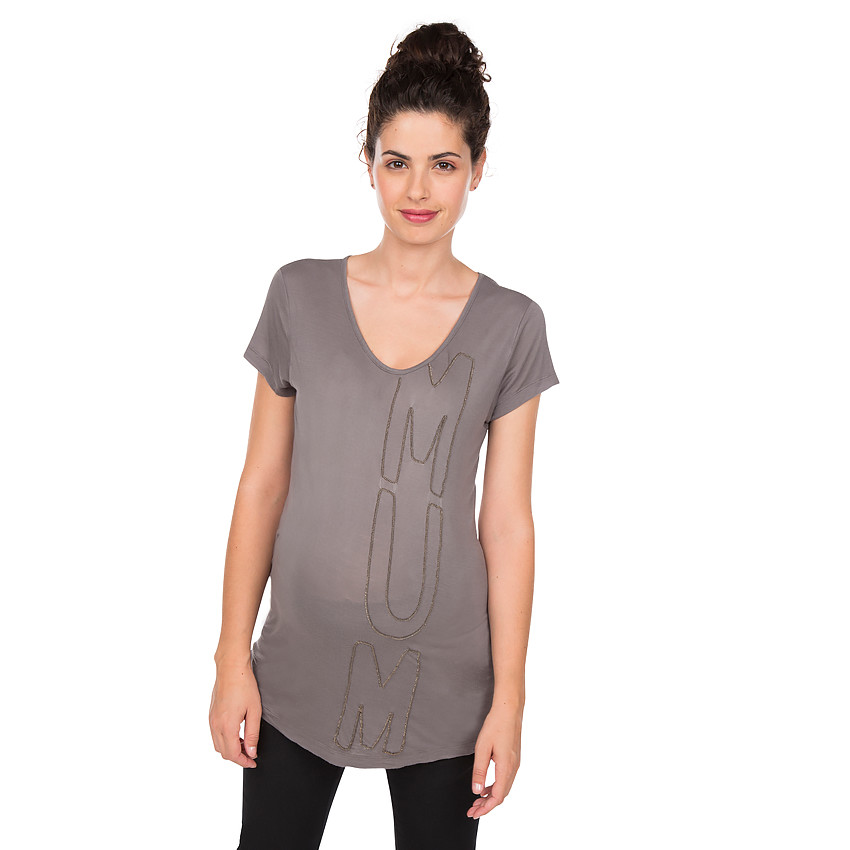 Tee-shirt manches courtes de grossesse avec lettrage brodé 