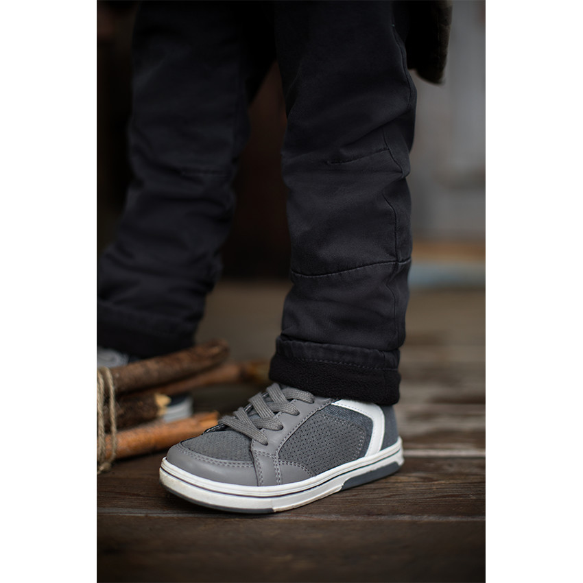 Baskets montantes bi-matière à lacets et zip 