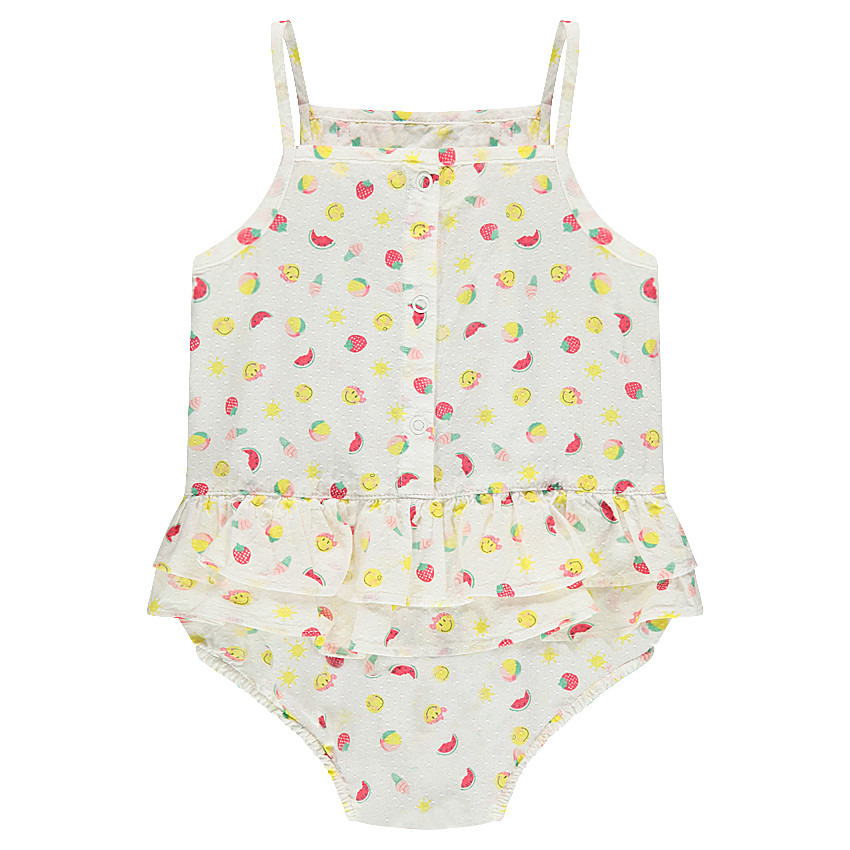 Combinaison courte style barboteuse imprimée all-over Smiley 