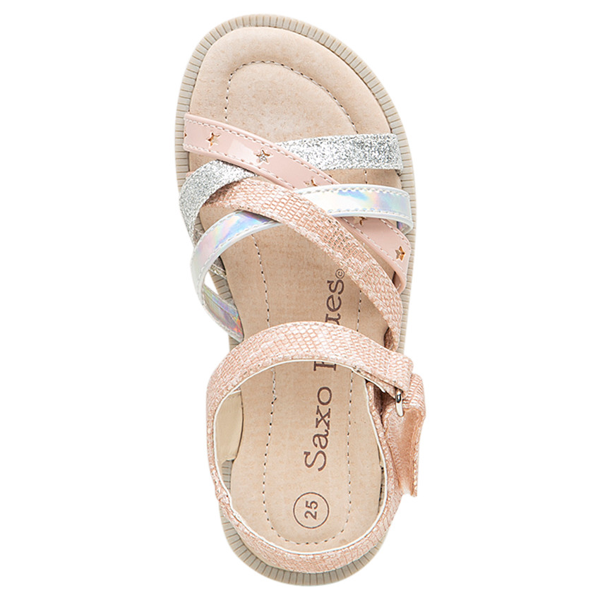 Nu-pieds à brides texturées iridescentes et pailletées du 24 au 29 