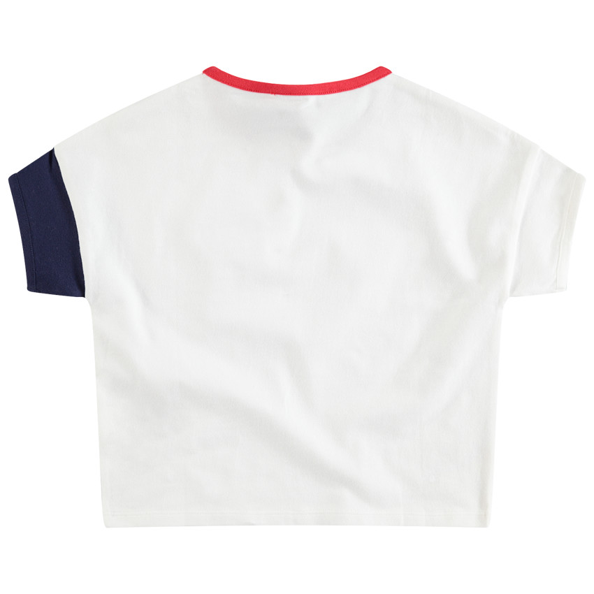 Tee-shirt manches courtes en jersey avec coeur printé et badge en bouclette 