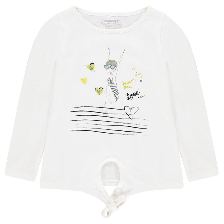 Tee-shirt manches longues en jersey avec nageuse printée 