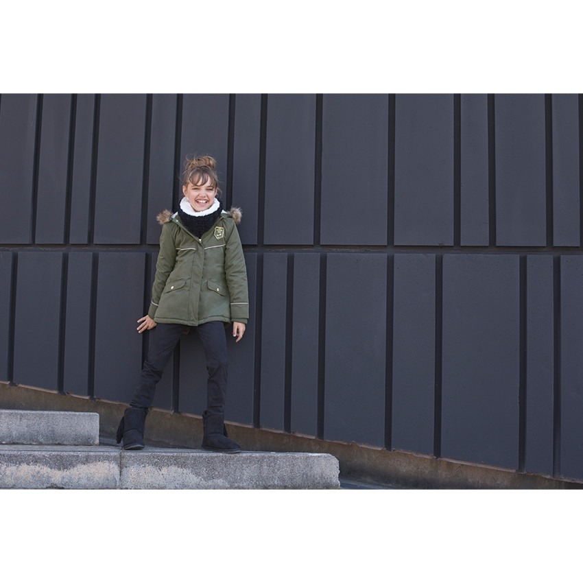 Junior - Parka en twill doublée sherpa avec fausse fourrure amovible 