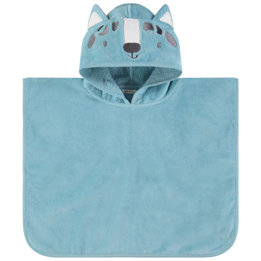 Poncho de bain loup à capuche 
