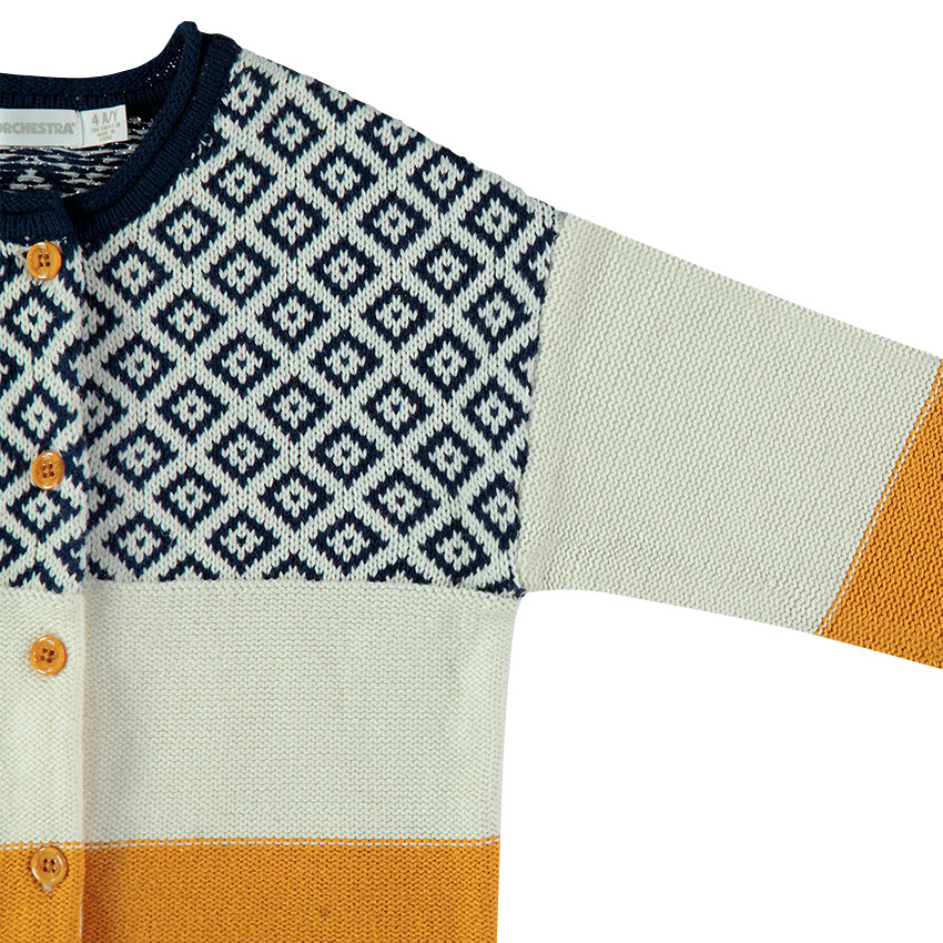 Gilet en tricot contrasté avec motif jacquard 