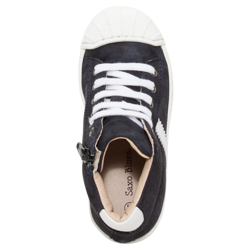 Baskets montantes en cuir suédé avec bande contrastée 