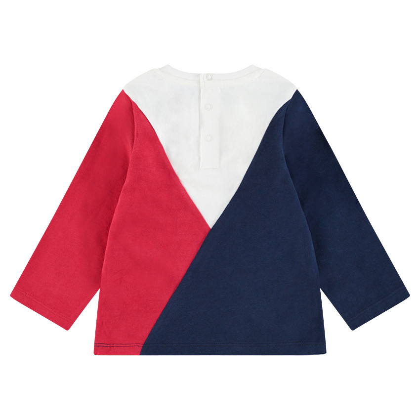 Lot de 2 Tee-shirts manches longues en jersey uni / contrasté avec poche 