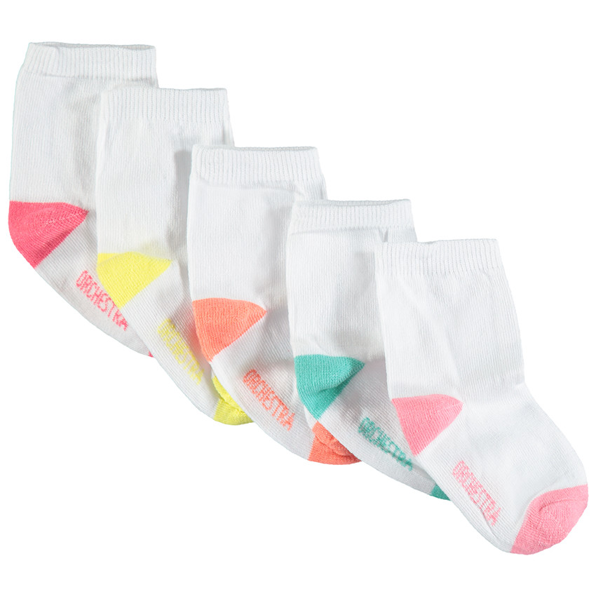 Lot de 5 paires de chaussettes à bout et talon contratés 