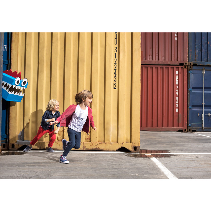 Pantalon effet crinkle avec poche à inscription reliéfée 