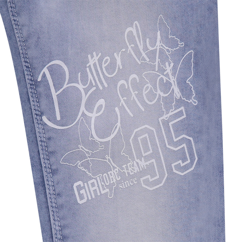 Junior - Jeans effet imitation molleton used et crinkle avec texte printé 