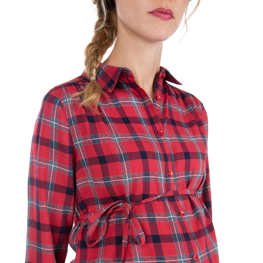 Chemise manches longues de grossesse à carreaux 