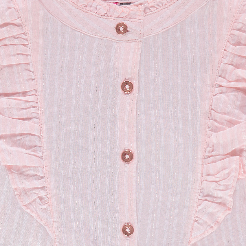 Chemise manches longues rayée avec volants et papillon en sequins 