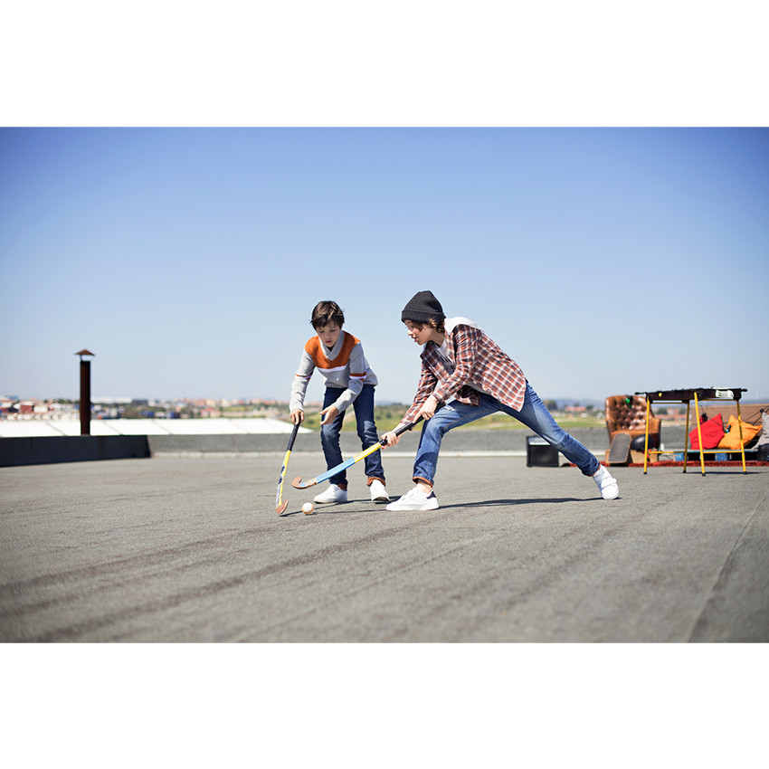 Junior - Tee-shirt manches longues avec texte printé et bandes contrastées 