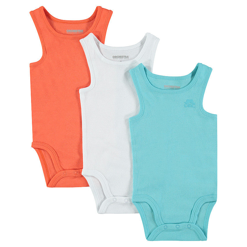 Lot de 3 bodies sans manches avec logo moustache printé 