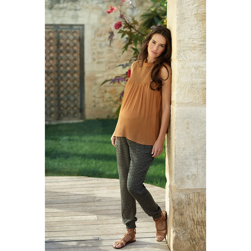 Pantalon de grossesse à motif ethnique all-over 