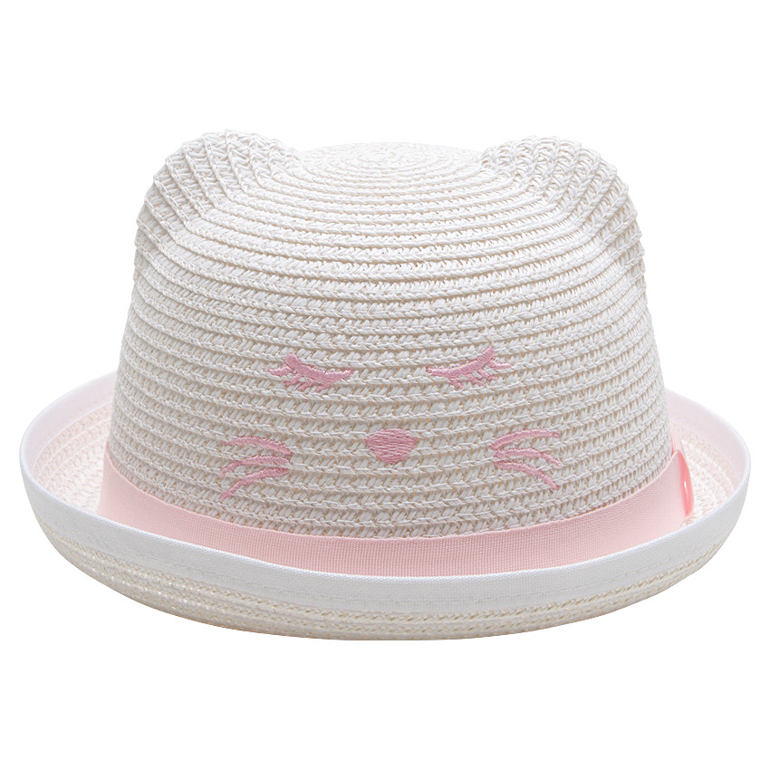 Chapeau effet paille avec oreilles en relief et détails brodés 