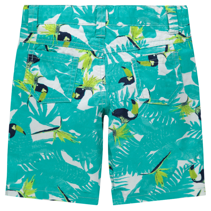Bermuda en coton à imprimé végétal et toucans all-over 