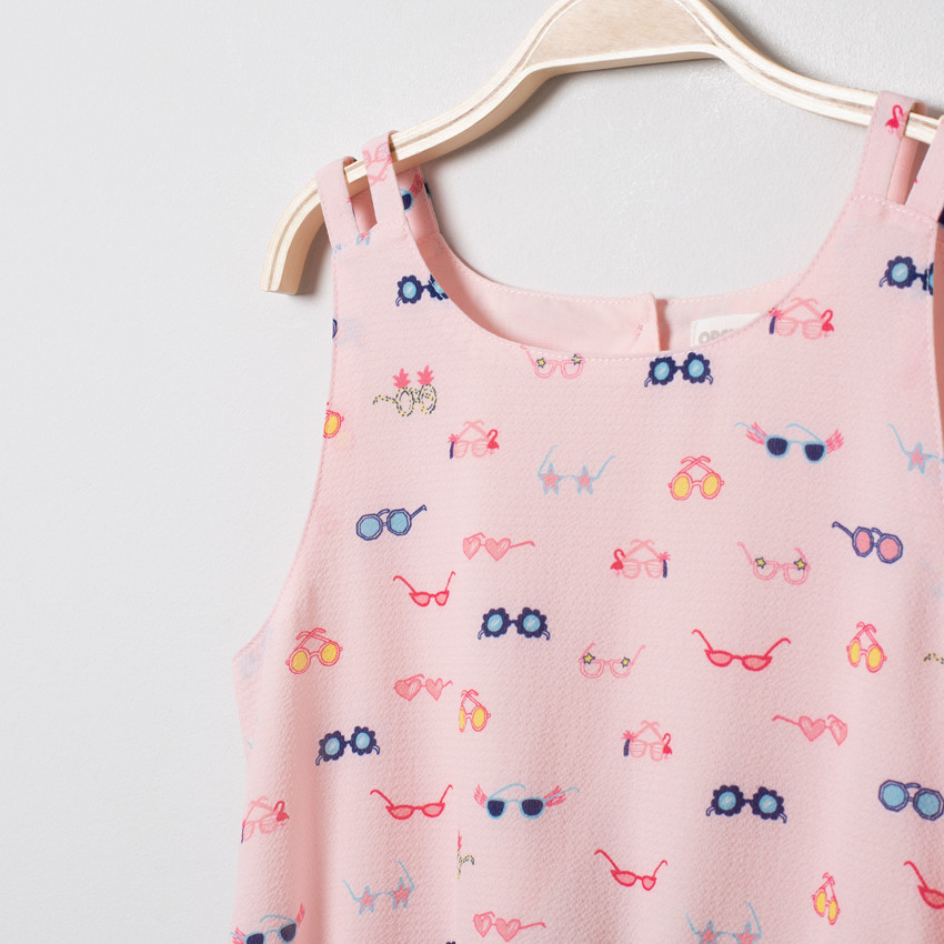 Robe à fines bretelles imprimée lunettes all-over 