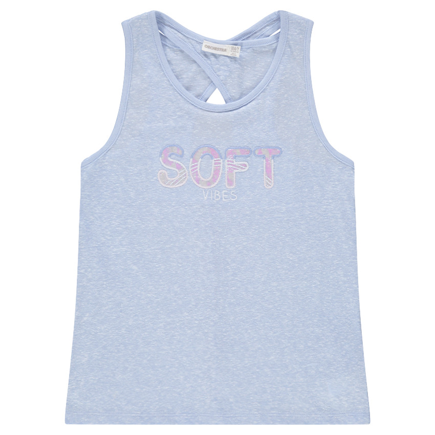 Junior - Débardeur en jersey chiné avec inscription fantaisie 