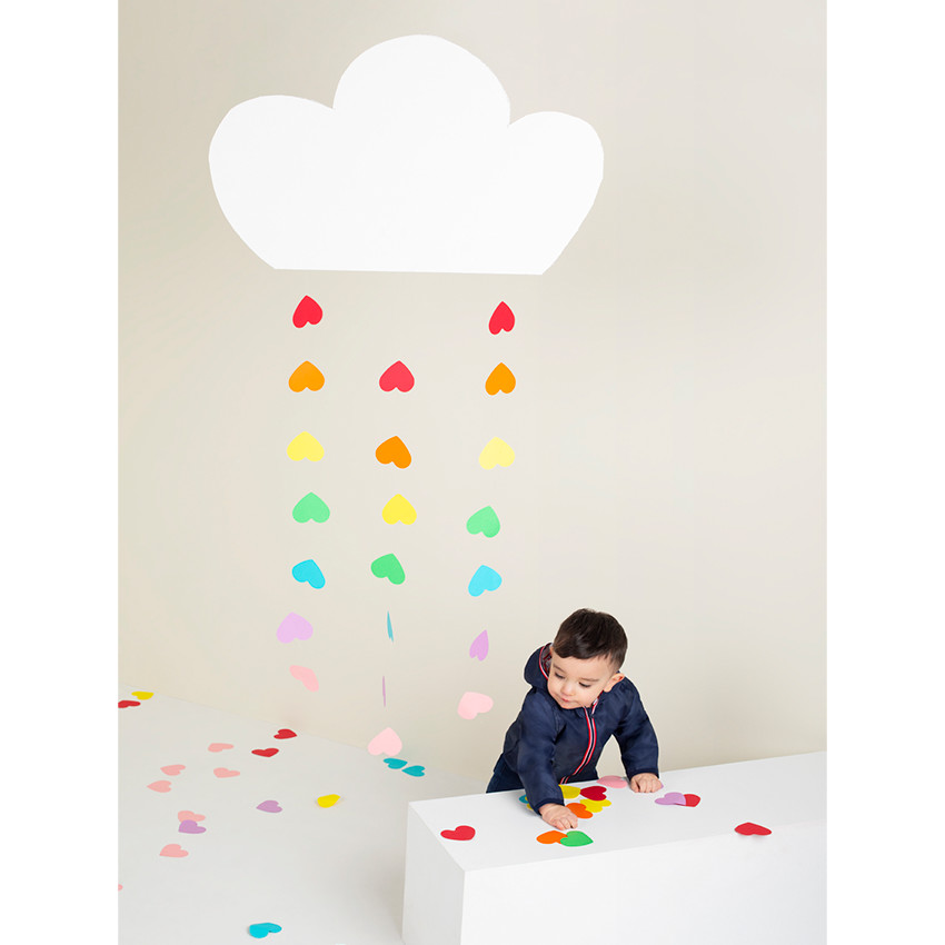 Coupe-vent à capuche avec doublure à rayures et requins 