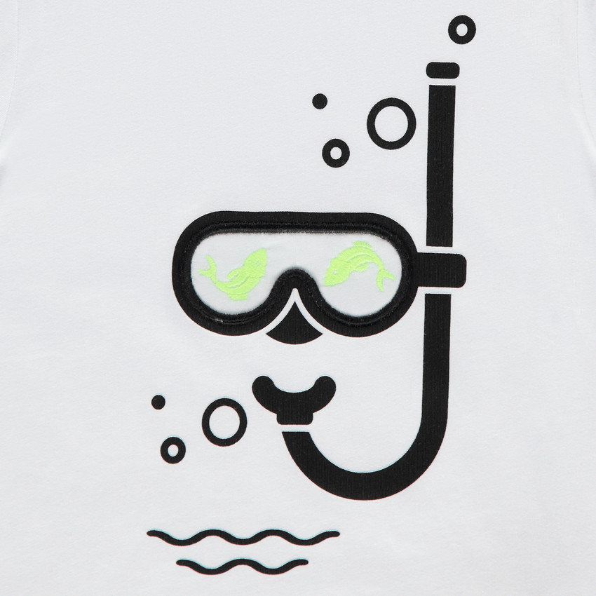 T-shirt manches courtes print plongeur avec hublot plastifié 