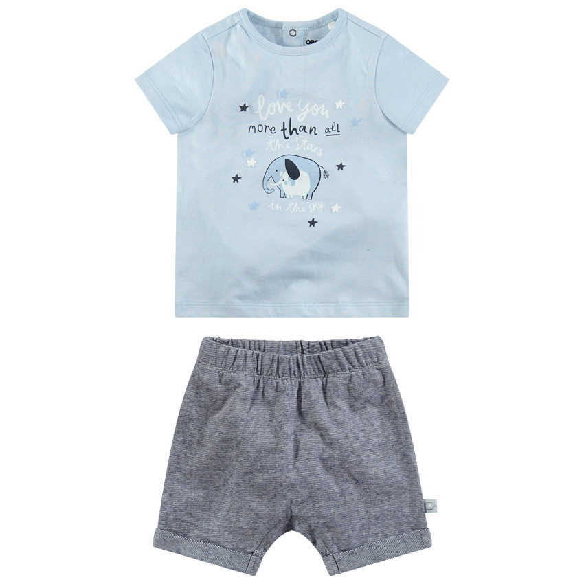 Ensemble avec t-shirt print éléphant et short chiné 