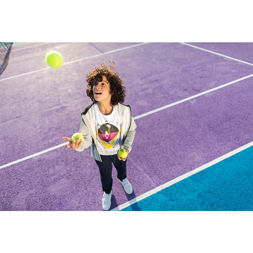 Tee-shirt manches longues en jersey uni avec print fantaisie 