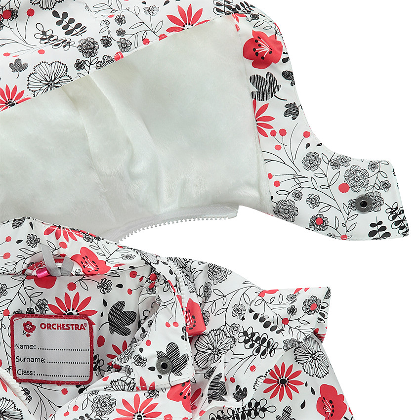 Parka en gomme imprimée fleurs all-over doublée sherpa fine 