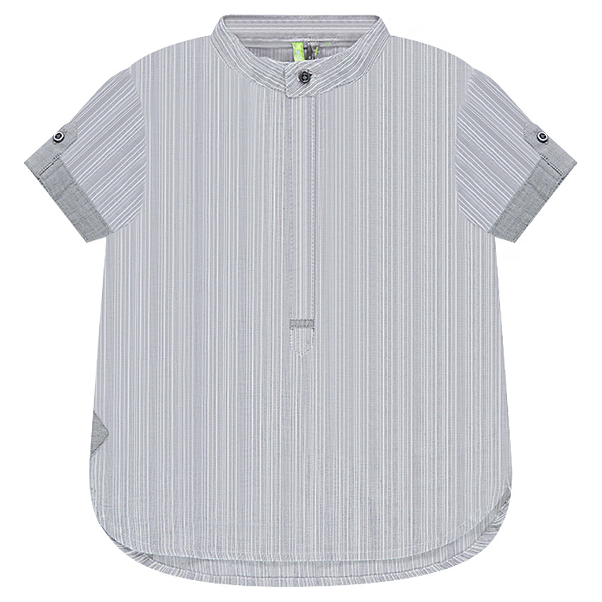 Chemise manches courtes rayées avec col mao 