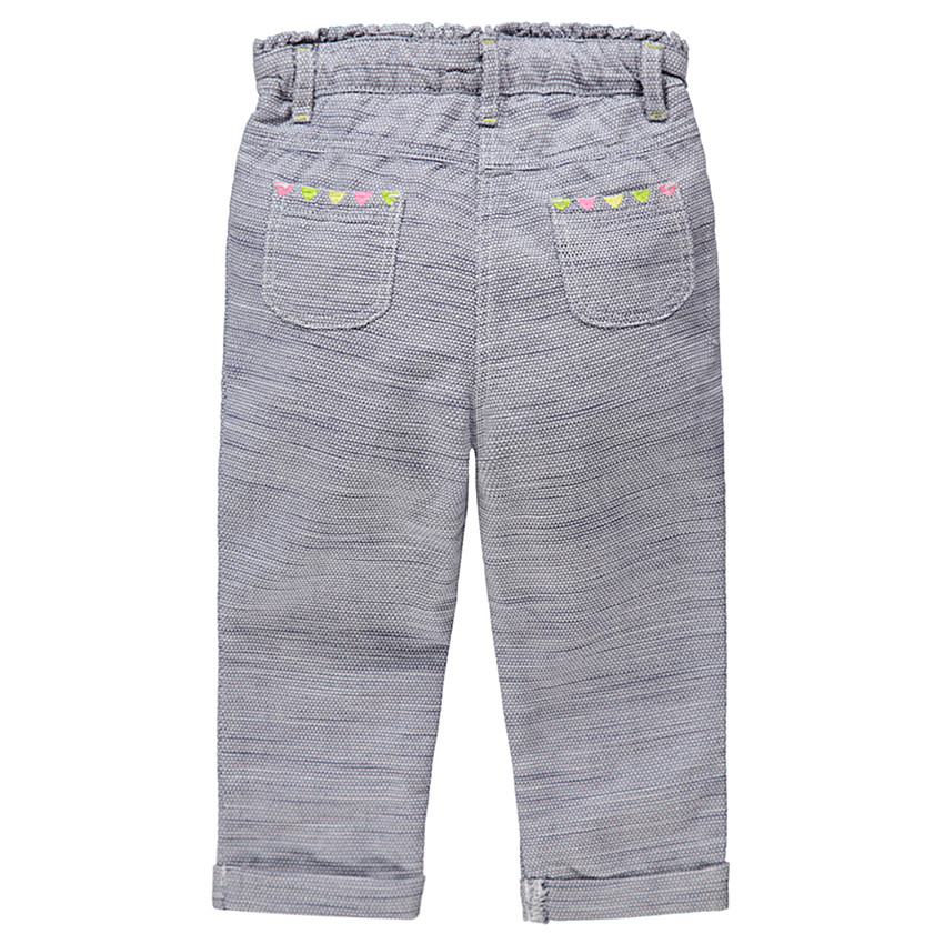 Pantacourt en coton fantaisie avec petites broderies colorées 