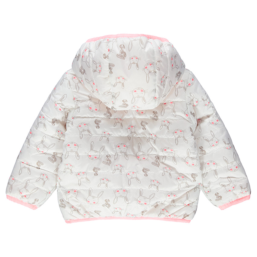 Doudoune réversible à capuche avec lapins all-over et revers uni 