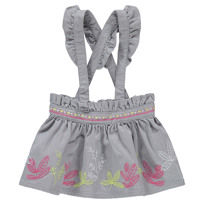 Jupe courte volantée esprit rétro en velours avec broderies 