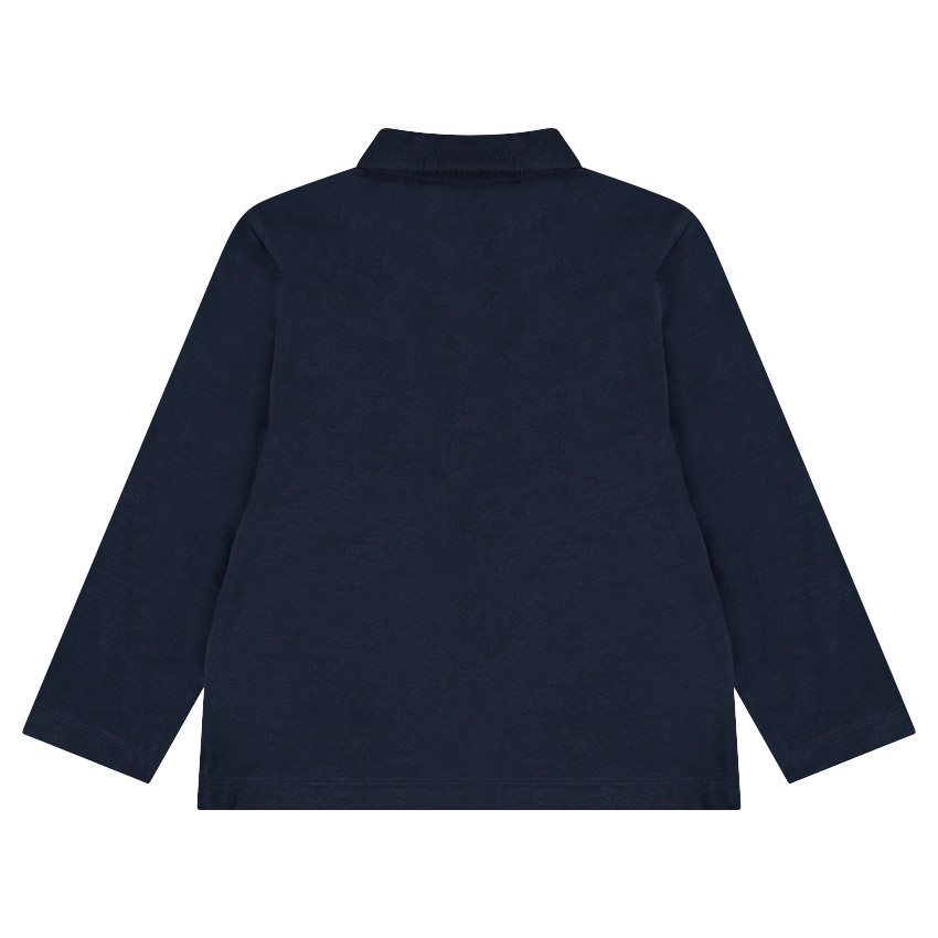 Junior - Polo manches longues en jersey slub avec logo printé 